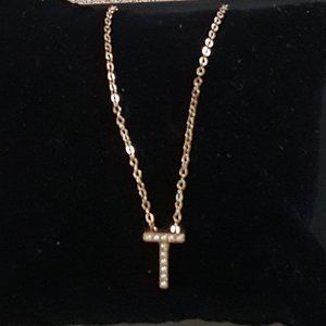 Women's Claire's Girl's Fashion "T" Initial Charm Necklace 19.5"